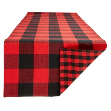 Red/Black Reversible Gingham/Buffalo Check Table Runner 14x72