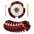 thumbnail image 1 of Red Black Round 13 Inch Placemats Set of 8, Modern Abstract Art Botanical HeatResistant Non Slip Place Mats for Dining Table, Wipeable Braided Kitchen Table Mats for Housewarming, 1 of 9