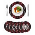 thumbnail image 1 of Red Black Round 15 Inch Placemats Set of 6, Southwest Geometric Aztec Farmhouse Tribal HeatResistant Non Slip Place Mats for Dining Table, Wipeable Braided Kitchen Table Mats for Housewarming, 1 of 9