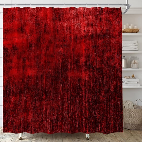Red and Black Shower Curtain Funny Ombre Adult Men Elegant Design Bright Solid Decorative Asian Dark Abstract Cool Oriental Home Bathroom Decor Bathtub Set with Hooks-36"W x 72"L (Pack of 1)
