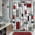 thumbnail image 1 of Red and Black Shower Curtain Grey and White Shower Curtains for Bathroom Mid Century Modern Abstract Geometric Shower Curtains Fabric with Hooks, 72" x 72", 1 of 6