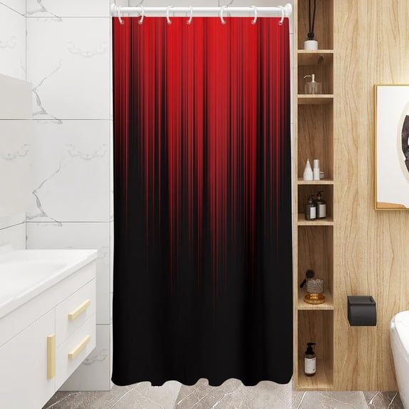 Red and Black Shower Curtain Ombre Mens Gothic Abstract Boho Adults Bright Stall Small Single Walk in Half Size Dorm Standing Narrow Stand Up RV Home Bathroom Decor Bathtub Set, 36x72, Gradient