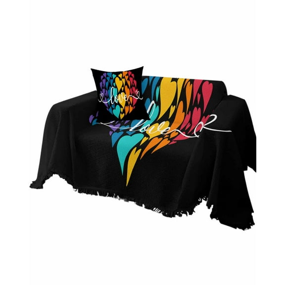 Red Black Sofa Couch Covers for Dog,Washable Sectional Couch Slipcovers for Loveseat with Tassels,Love Heart Yellow Blue Orange Teal Purple Non Slip Sofa Throw Cover Blanket Large 71''x102''
