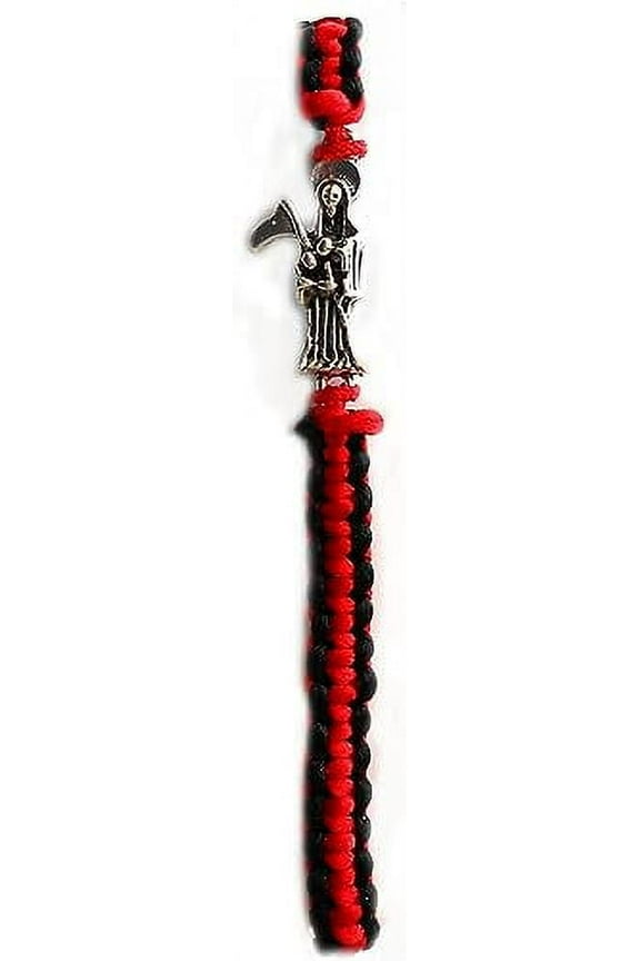 Red/Black String Saint Death Grim Reaper Bracelets / Pulsera de Hilo Rojo y Negro Santa Muerte Set of 3