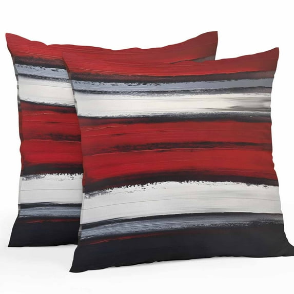 Red And Black Strip Outdoor Pillow Covers Pack of 2 Classic Modern Art Abstract Waterproof Throw Pillow Covers Decorative Cushion Cases for Patio Garden Tent Balcony Couch 16x16 inch
