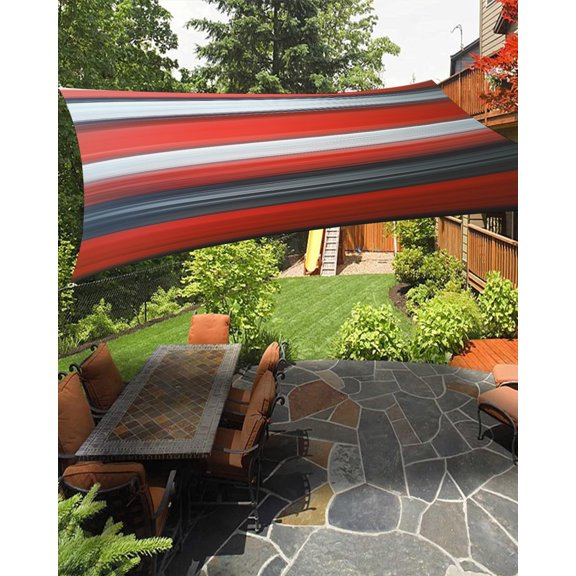Red Black Strip Sun Shade Sail 14'X18' Gradient Geometric UV Block Outdoor Sail Shades Breathable Waterproof Rectangular Sunshade for Patio Garden Pool Pergola Porch