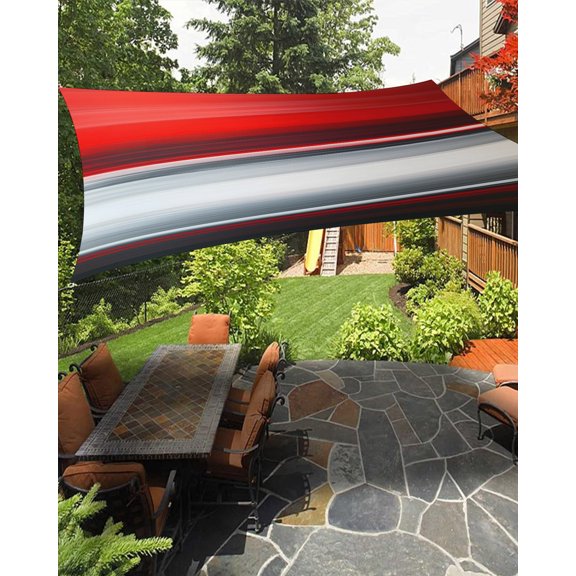 Red Black Strip Sun Shade Sail 8'X10' Gradient Geometric UV Block Outdoor Sail Shades Breathable Waterproof Rectangular Sunshade for Patio Garden Pool Pergola Porch