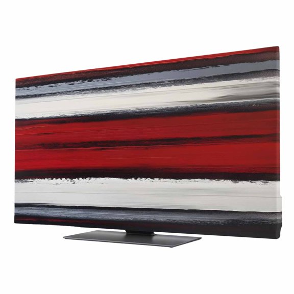 Red And Black Strip TV Dust Cover 24 Inch, Classic Modern Art Abstract Computer Monitor Cover Dustproof Stretchable Indoor TV Screen Protector for LED LCD Universal Monitors
