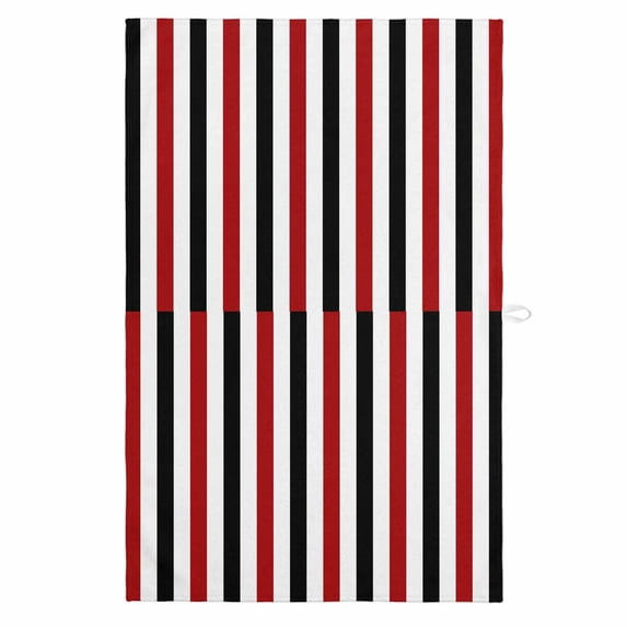 Red Black Stripe 1 Pack Kitchen Towel, Water Absorbent Dish Towel, Geometric White Vertical Striped Decorative Hand Towels - Quick Drying Cloth for Cooking Baking, 18x28 Inch