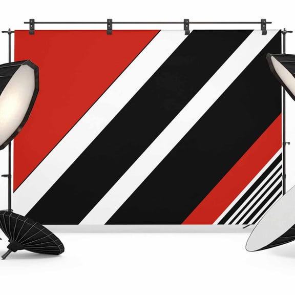 Red Black Stripe Backdrop for Photoshoot, Photography Photo Studio Background Wall Backdrop, Geometric Simple Color Line Back Drop Banner Panel for Portraits Wedding Party Live Streaming Decor 10x8Ft