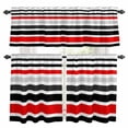 thumbnail image 1 of Red Black Stripe Kitchen Curtains Sets for Windows 24 Inch Length, Modern Abstract Coarse Striped Rod Pocket Window Treatments Tier Curtains and Valances Set for Bedroom/Bathroom, 1 of 8