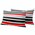 thumbnail image 1 of Red Black Stripe Outdoor Waterproof Pillow Covers, Modern Abstract Coarse Striped Decorative Rectangle Throw Pillowcase Sofa Cushion Sham for Patio/Couch/Chair, 20"x12" 2 Pack, 1 of 8