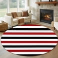 thumbnail image 1 of Red Black Stripe Round Area Rug 7 FT,Non Slip Living Room Area Carpet,Farmhouse Watercolor Modern Geometric Washable Soft Circular Rug Non-Shedding Floor Carpet for Bedside Office Play Room Classroom, 1 of 9