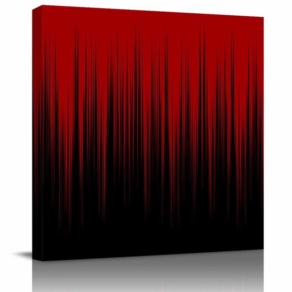 Red and Black Striped Line Canvas Artwork Painting Art, Modern Abstract Gradient Square Framed Wall Decorations Prints Picture for Bedroom Kitchen Living Room, 8x8 in