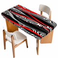 thumbnail image 1 of Red Black Stripes Table Cloths for 4 Foot Rectangle Tables, Modern Gradient Abstract Lines Art Patio Waterproof Elastic Fitted Tablecloths, Washable Rectangular Table Cover for Camping, 1 of 8