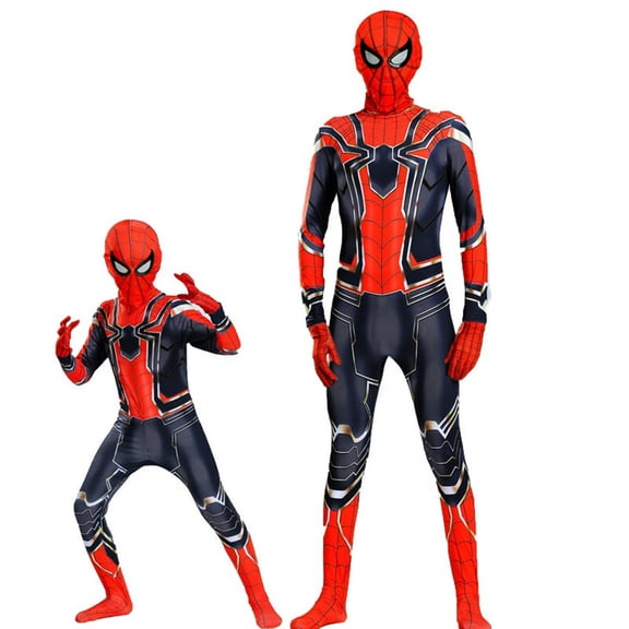 Red Black Superhero Spider Bodysuit Costume with Gold Trim for Halloween Comic Con Cosplay Outfit 120