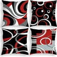 thumbnail image 1 of Red and Black Throw Pillow Covers 18x18 Inches Set of 4 Decor Decorative Throw Pillow Cover Abstract Modern Geometric Square Cushion Cases for Sofa Bed Couch, 1 of 6