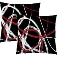 thumbnail image 1 of Red and Black Throw Pillow Covers 18x18 Set of 2 Grey Modern Abstract Decorative Pillow Cases Soft Velvet Geometric Two Sides Pattern Decor for Sofa Couch Living Room Bedroom Home Outdoor, 1 of 6