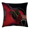 thumbnail image 1 of Red and Black Throw Pillow Cushion Cover, Spanish Musician Portugal Hand Made Guitar with Romance Theme Love Rose, Decorative Square Accent Pillow Case, 24 X 24 Inches, Ruby and White, by Ambesonne, 1 of 2
