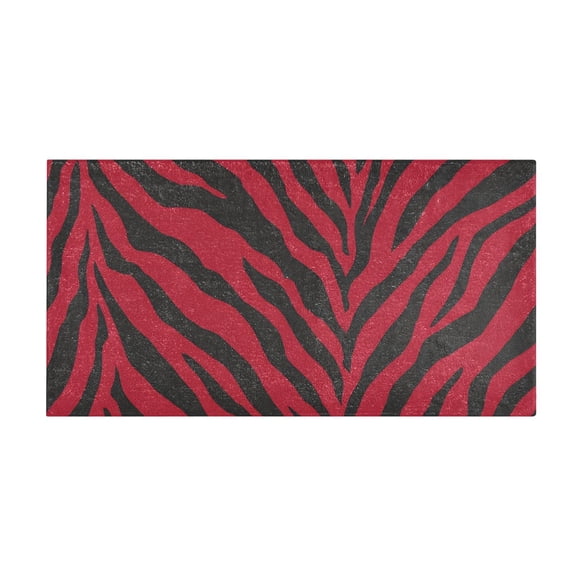 Red Black Tiger Stripes Pattern Bath Mat 39x20 Inch Soft Absorbent Non-Slip Plush Bathroom Rug for Floor