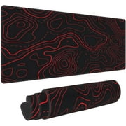 Red Black Topographic Mouse Pad Large Gaming Desk Mat Computer Mousepad XL Long Non-Slip Laptop Keyboard Mat for Office Home Travel Work 31.5"L*11.8"W