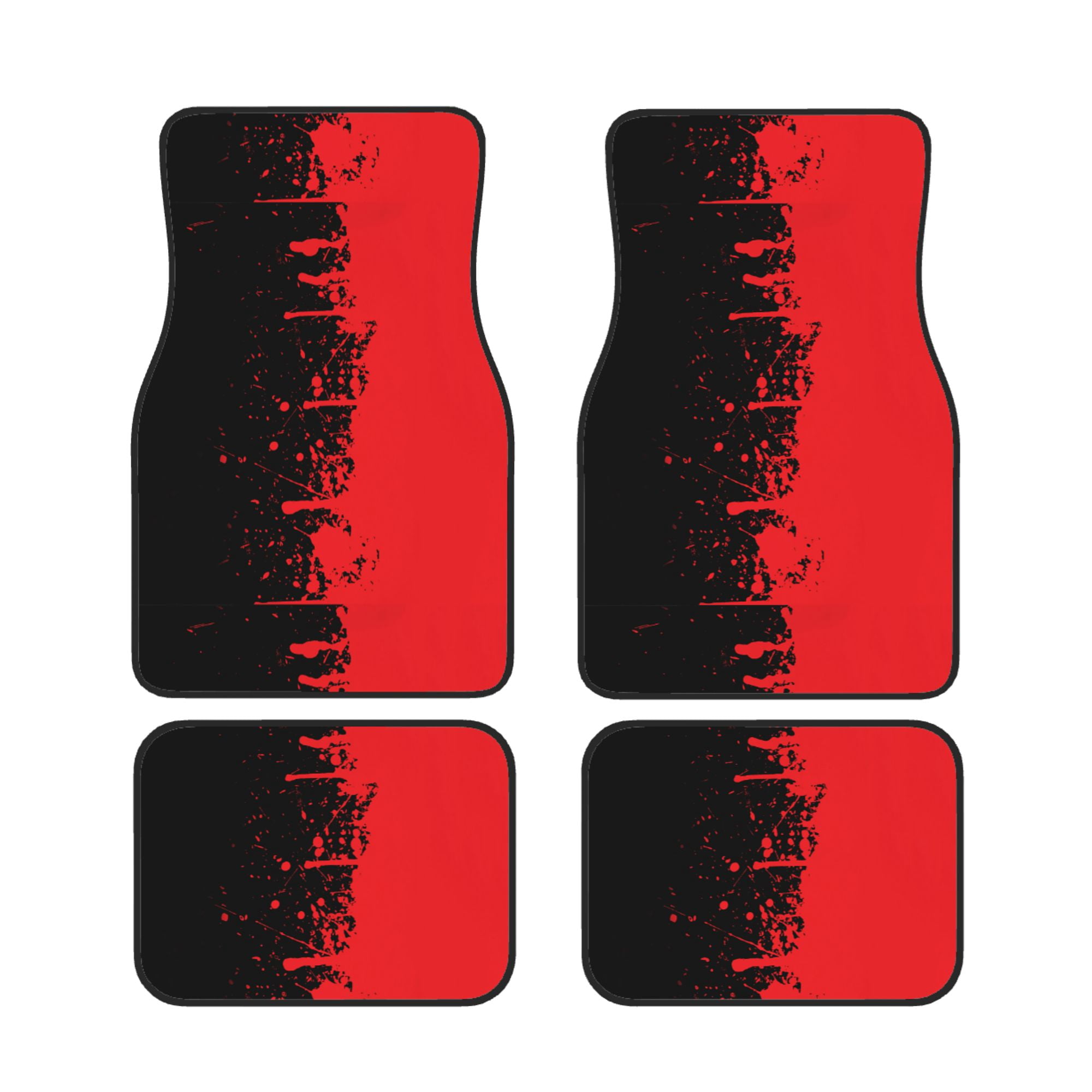 Universal Car Or Van Floor Mats 4PC Set Non Slip Carpet Or Rubber Red