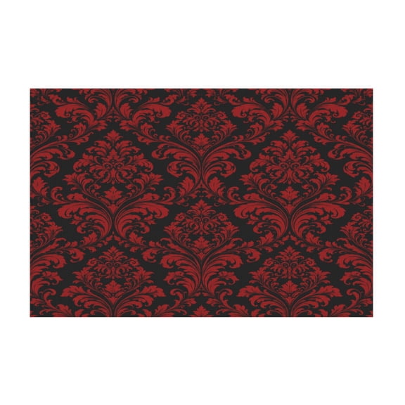 Red Black Vintage Boho Floral Gothic Paisley Damask Canvas Wall Art for Bedroom 12*18in