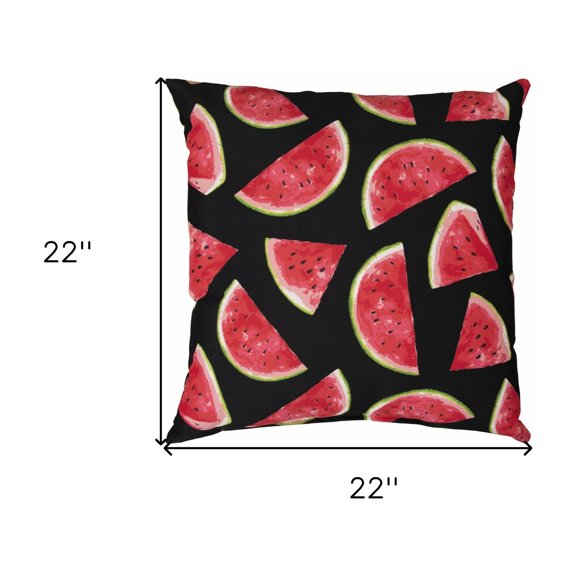Red Black Watermelon Indoor Outdoor Throw Pillow