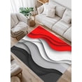 thumbnail image 1 of Red Black Waves Area Rug for Bedroom 5x7 Ft Abstract Water Ripple Modern Gradient Super Soft fuzzy Throw Rug Non-Slip Fluffy Plush Indoor Floor Carpet for Living Room Nursery Home Decor, 1 of 8