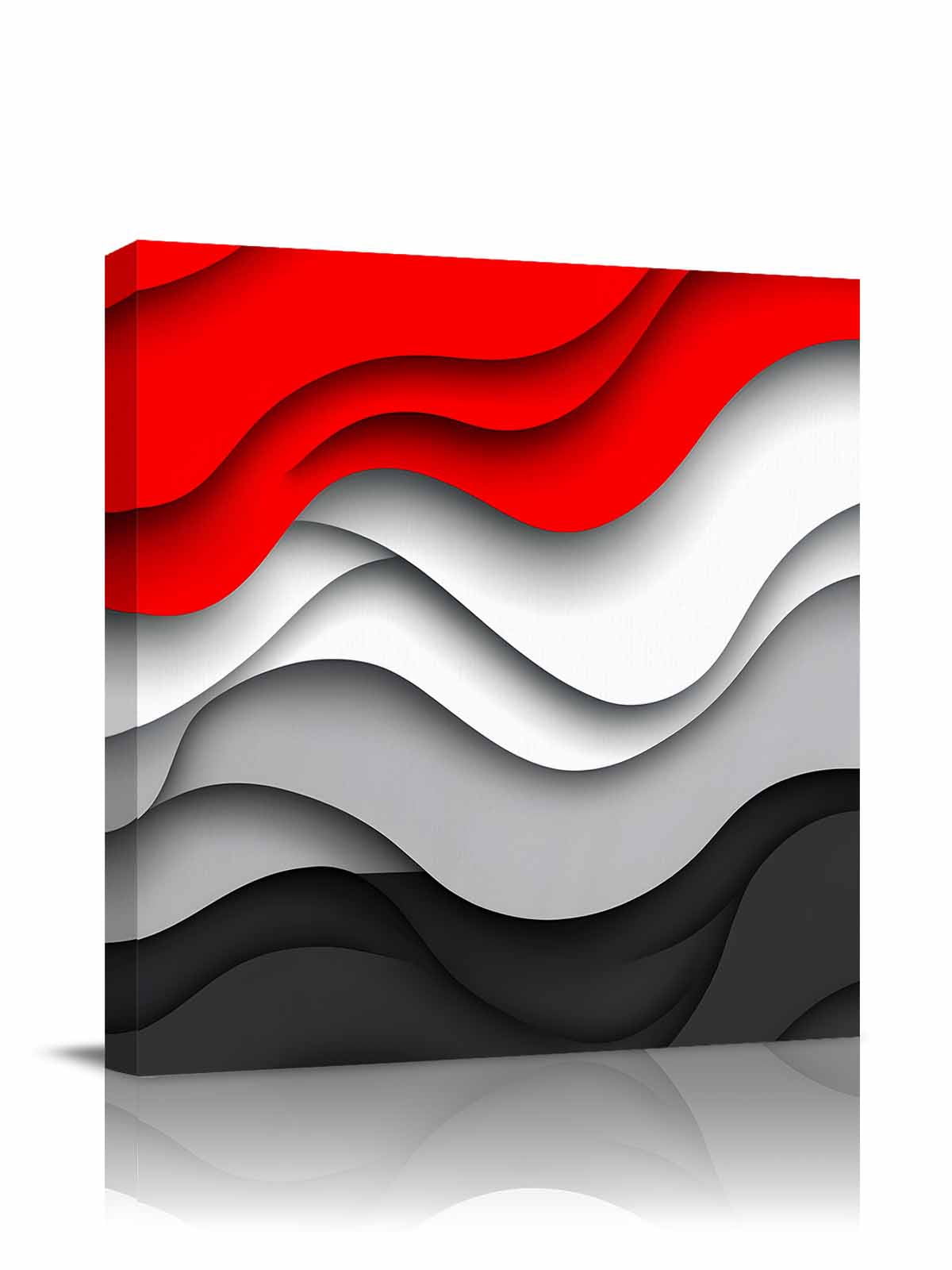 Red Black Waves Canvas Wall Art, Abstract Water Ripple Modern Gradient Framed Wall Decor Modern Artwork Prints Painting for Living Room, Bedroom, Kitchen & Cafe Decor 16x16 Inch