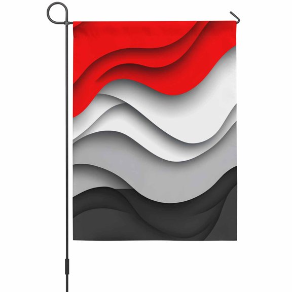 Red Black Waves Garden Flag 28x40 Inch Abstract Water Ripple Modern Gradient Double Sided Outdoor Garden Flags Welcome House Flag Decorative Yard Flags for Outside Holiday Decoration