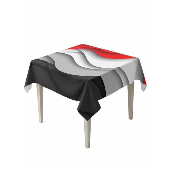 Red Black Waves Table Cloth 54x54 Inch Square, Abstract Water Ripple Modern Gradient Waterproof Tablecloth Washable Table Cover for Party Picnic Dinner Decor