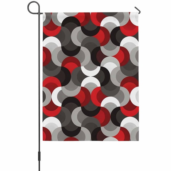 Red Black Wavy Garden Flag 12 x 18 Inches, Medieval Abstract White Grey Red Black Texture Weather Proof Outdoor Patio Flags Double Sided Small Garden Decoration for Yard Outside Home