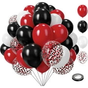 Red Black and White Balloons, 75PCS Red and Black Balloons, 12in and 5in Red White and Black Latex Party Balloons for Casino Theme Party, New Years, Graduation Decorations
