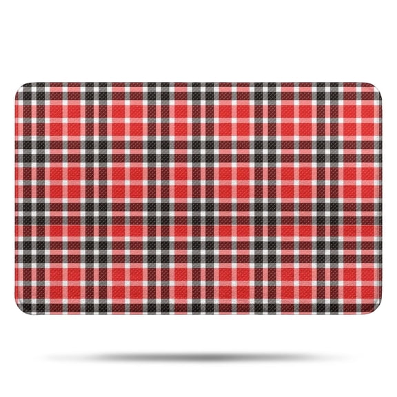 Red Black White Checkerboard Checkered Pattern Bathroom Rugs Mat,Non Slip Microfiber Bathroom Rug,Rubber Backing,Soft Bathroom Mats for Bathroom Floor,Tub and Shower,17x27in(43x68cm)