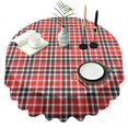 thumbnail image 1 of Red Black White Checkerboard Checkered Pattern Round Tablecloth 60"x60",Wrinkle Wipeable Table Cloth for Kitchen Dining Room Picnic Patio Party, 1 of 6