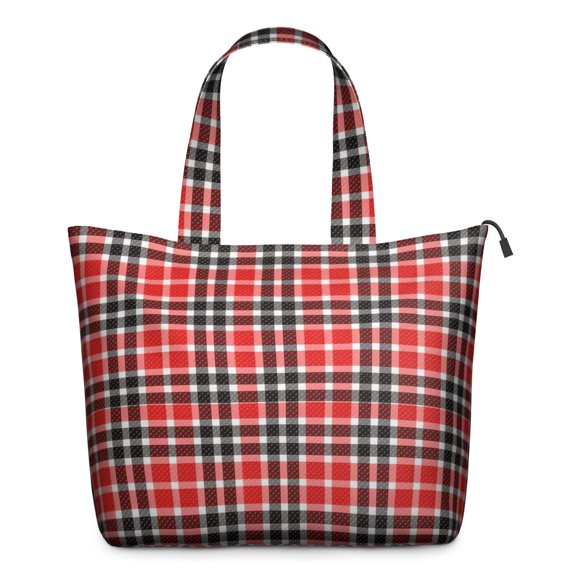 Red Black White Checkerboard Checkered Pattern Travel Tote Bags for Women Carry On,Large Weekender Bags for Women Travel,Multi Functional Duffle Bag for Work,Shopping,Sports