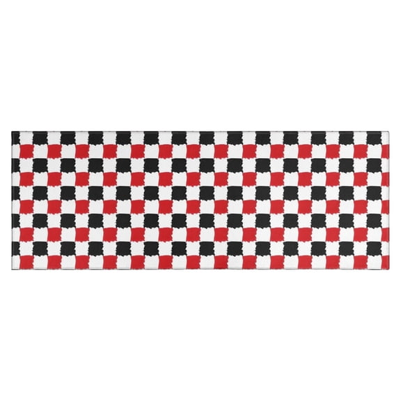 Red Black White Checkered Pattern Kitchen Rug Mat,Kitchen Runner Rugs Non Skid Washable,Decorative Kitchen Floor Mats for Kitchen,Sink,Laundry,17"X47"