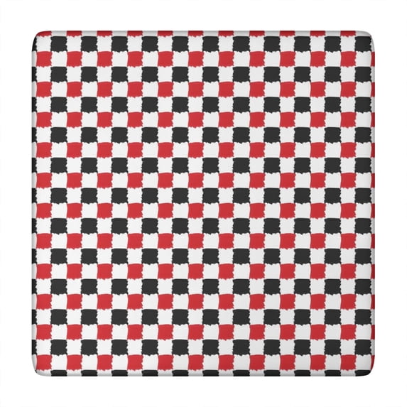 Red Black White Checkered Pattern Square Fitted Tablecloth with Elastic Edge,Square Table Cover,Washable Elastic Table Cover for Home Kitchen Party Decor 34"x34"