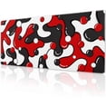 thumbnail image 1 of Red Black White Gaming Mouse Pad Desk Pad XL 31.5×11.8 Inch Japanese Anime Geometric Cool Extended Mousepad 30X80cm with Non-Slip Rubber Base Stitched Edge Large Desk Mat for Gamer Office Home Work, 1 of 6