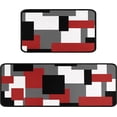 thumbnail image 1 of Red Black White Geometric Kitchen Rugs - Modern Decoration Style Non-Slip Absorbent Sink Mats, Waterproof Runner Rug for Laundry Room, Set of 2 (17x30+17x48), Adds Bold Patterns, 1 of 6