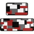 thumbnail image 1 of Red Black White Geometric Patterns Kitchen Rugs and Mats Set of 2,Modern Decoration Style Kitchen Mat Non-Slip Absorbent Mats for Sink Waterproof Runner Rug for Laundry Room 17x30+17x48inch, 1 of 6
