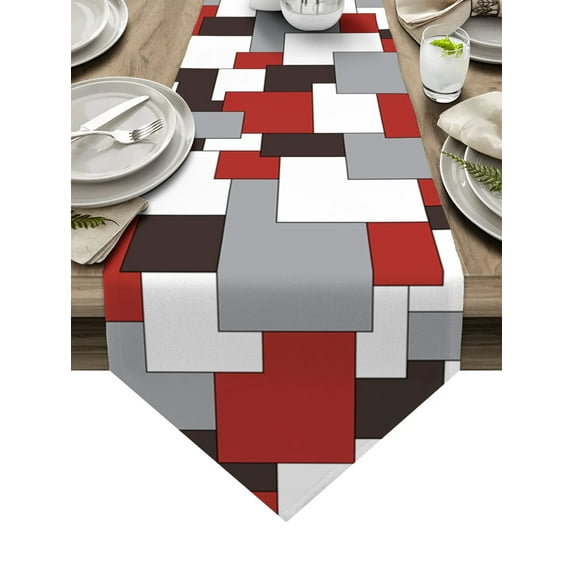 Red Black White Stripes Geometric Modern Table Runner Wedding Party Table Decoration Centers Of Dining Table Tablecloth