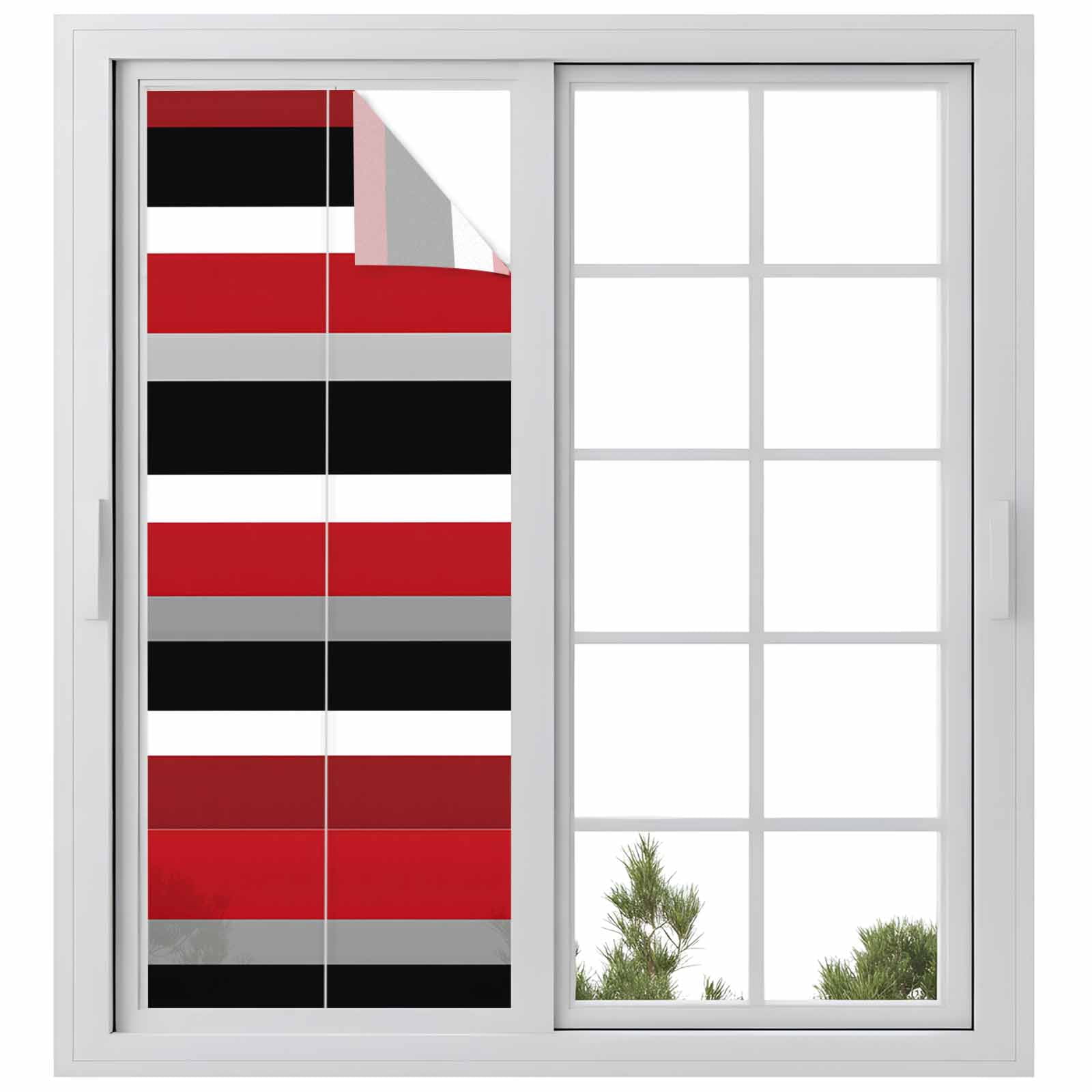 Red Black Window Privacy Film Grey Stripe Abstract Modern Geometric ...
