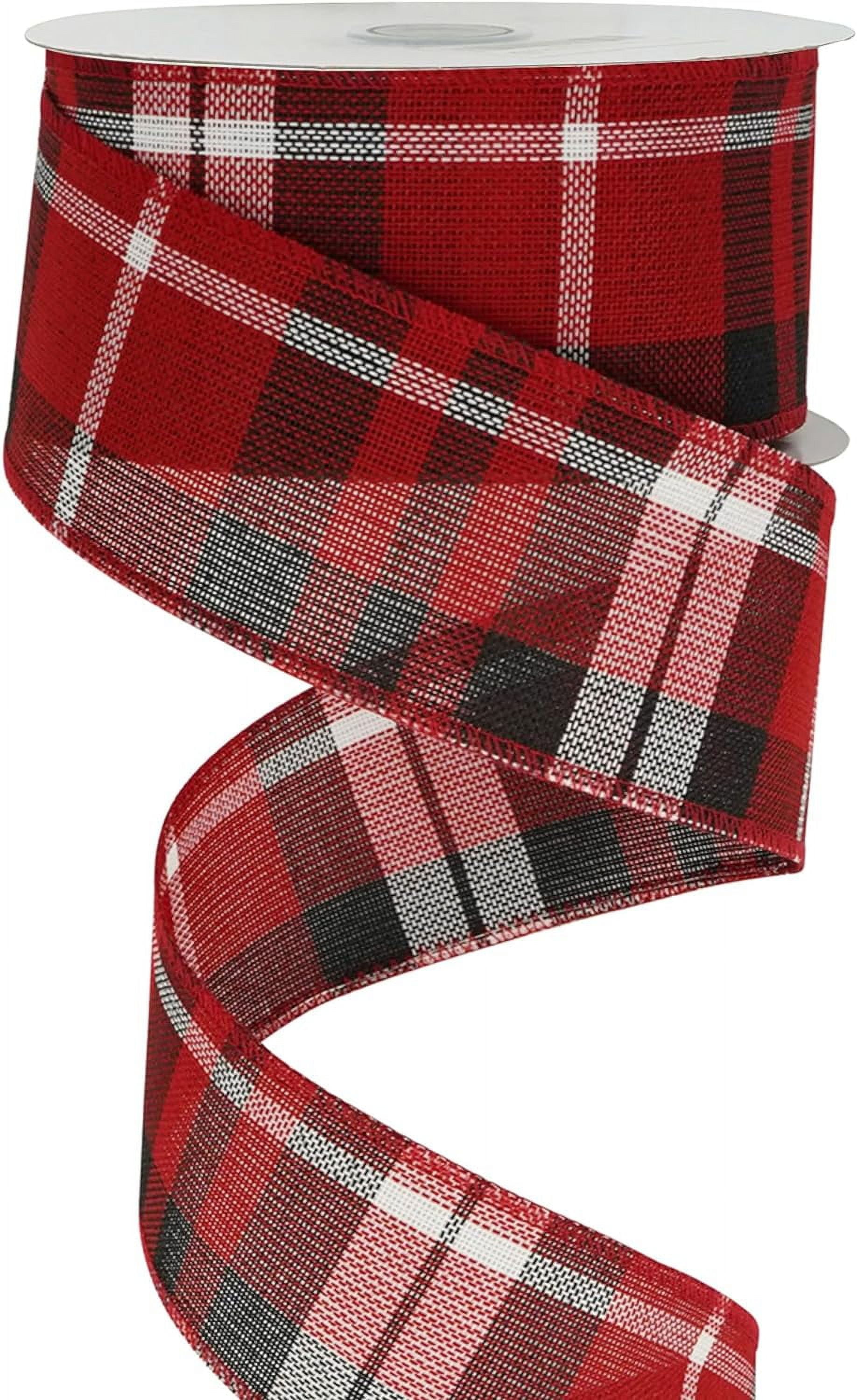 Red and Black Wired Ribbon 2.5 Inch Red and Black Buffalo Check Ribbon Christmas Plaid Ribbon 25 Yards Black and Red Buffalo Plaid Ribbon for Christmas Tree, Garland, Wreath Bow
