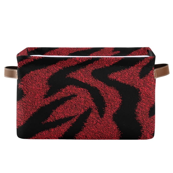 Red Black Zebras Skin Square Storage Bins with Handles Collapsible Containing Box 1 Pack