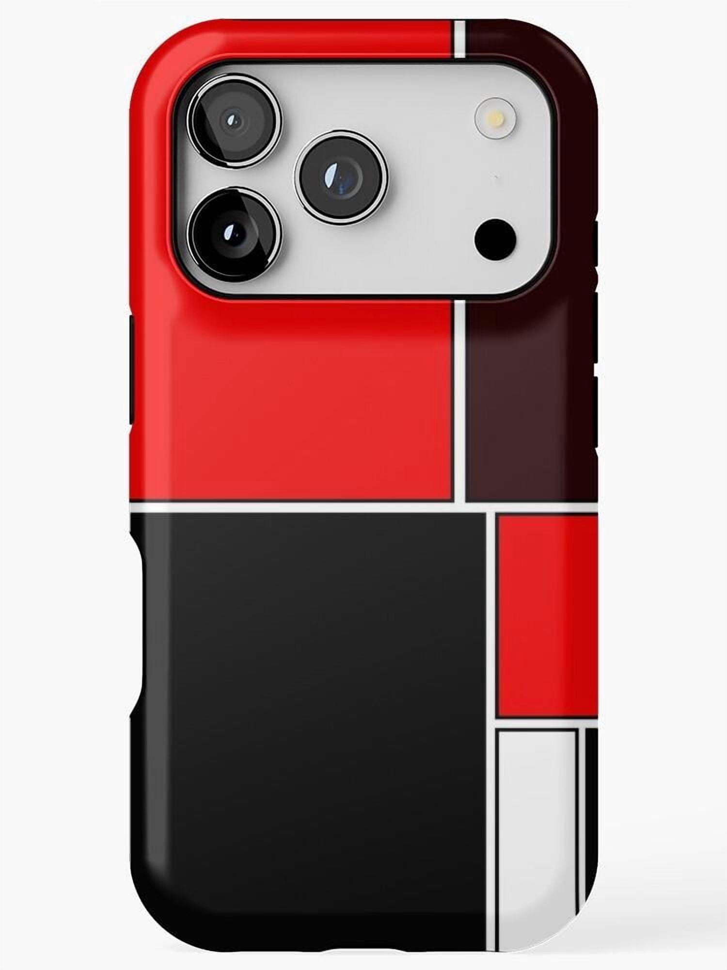 Red, Black and White Geometric Color Block Tough Phone Case for Apple ...