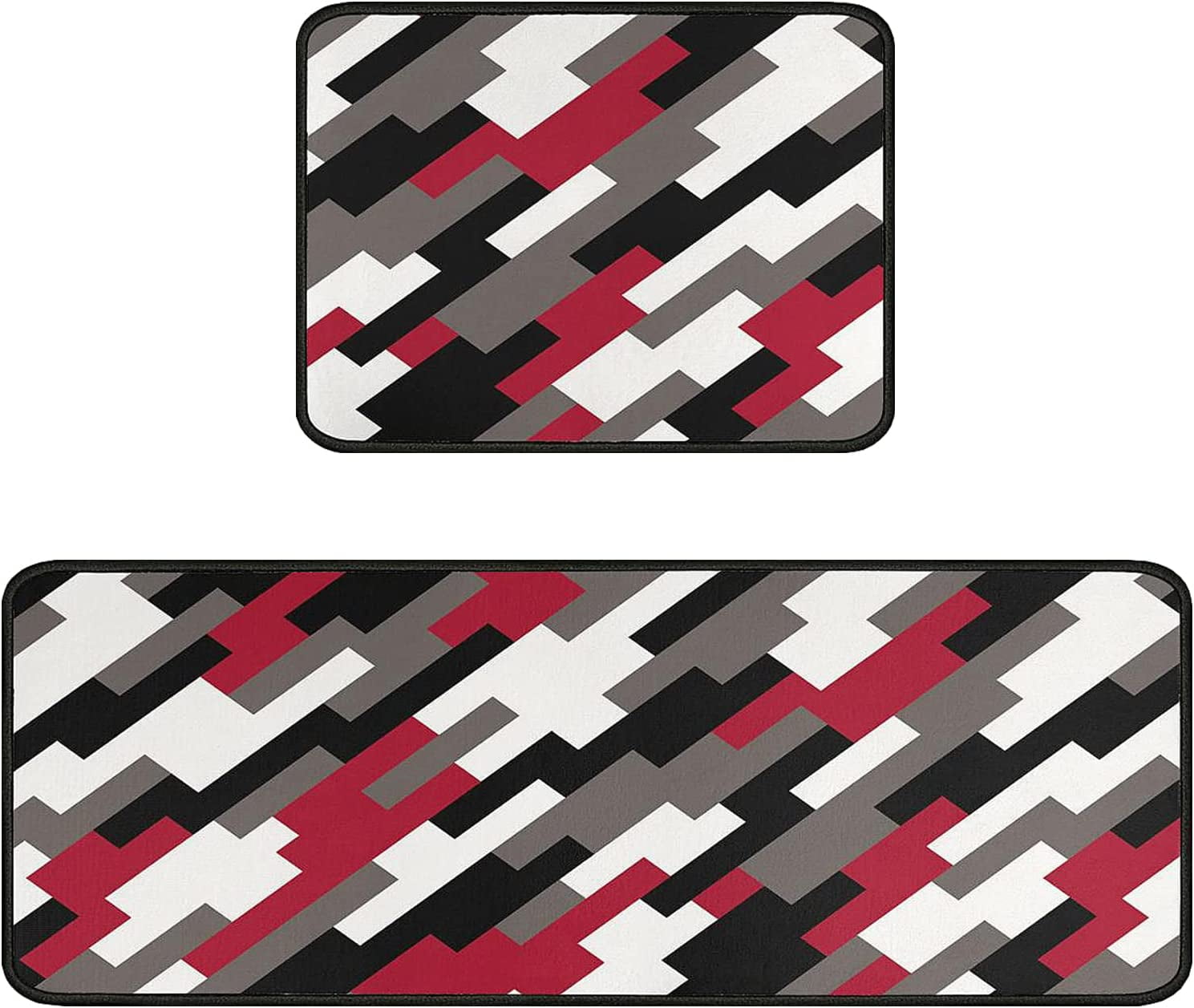 Red Black and White Grey Kitchen Rugs and Mats Washable Kitchen Floor