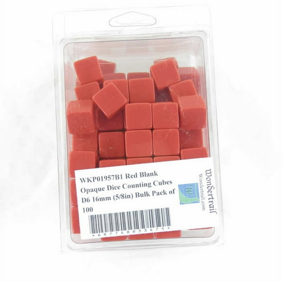 Red Blank Opaque Dice Counting Cubes D6 16mm (5/8in) Bulk Pack of 100 Wondertrail
