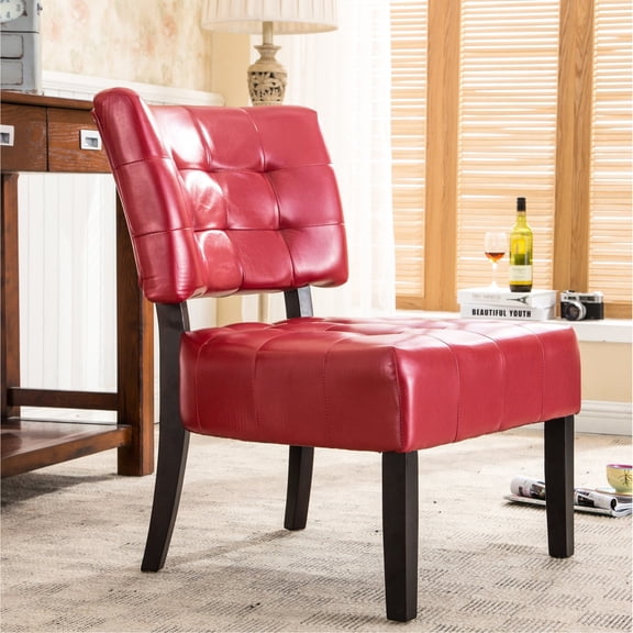 Red Blended Leather - Stylish Appearance - Hotel Lobby / Elevates Lobby Atmosphere